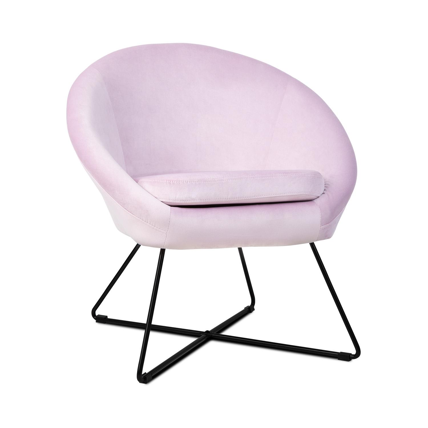 Emily beklede stoel schuimstof bekleding polyester-hoes staal fluweel roze Roze