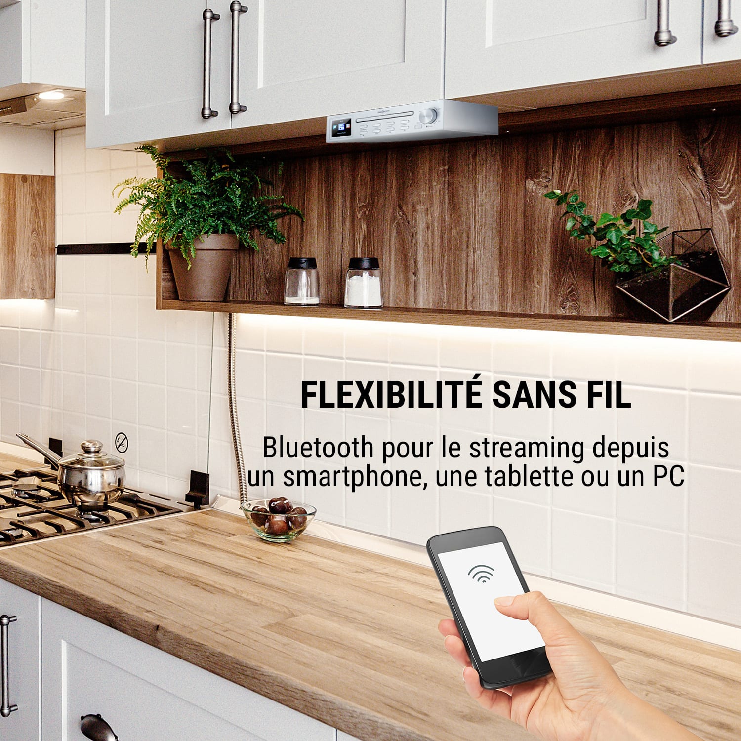 Streamo Chef keukenradio CD speler BT 2,4"HCC display wit 