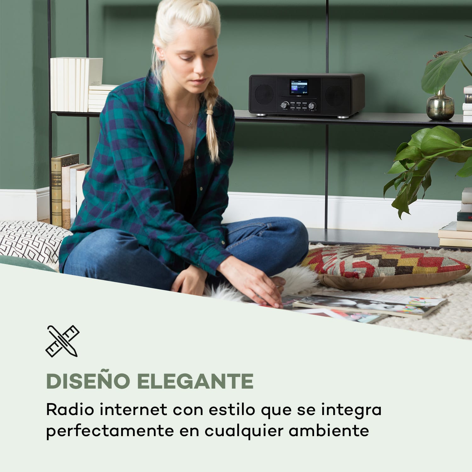 Streamo CD Radio de internet 2x10W WLAN DAB+ FM Reproductor de CD BT Negra