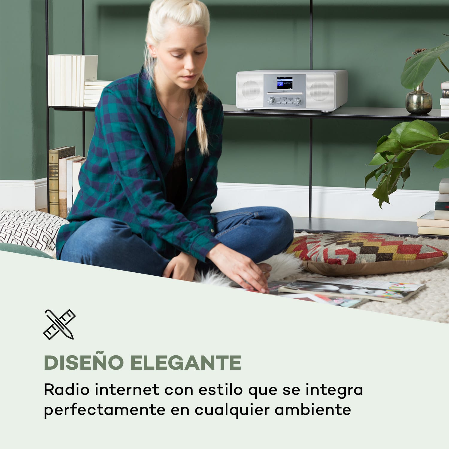 Streamo CD Radio de internet 2x10W WLAN DAB+ FM Reproductor de CD BT Blanca