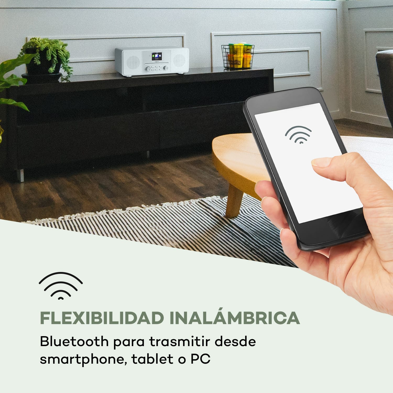 Streamo CD Radio de internet 2x10W WLAN DAB+ FM Reproductor de CD BT Blanca