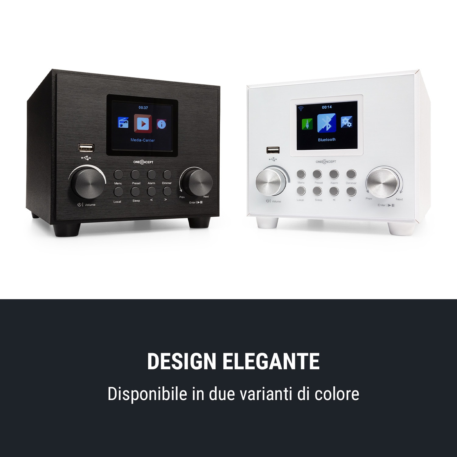 oneConcept Streamo Cube radio internet 3W & 5W RMS WiFi BT nero Nero