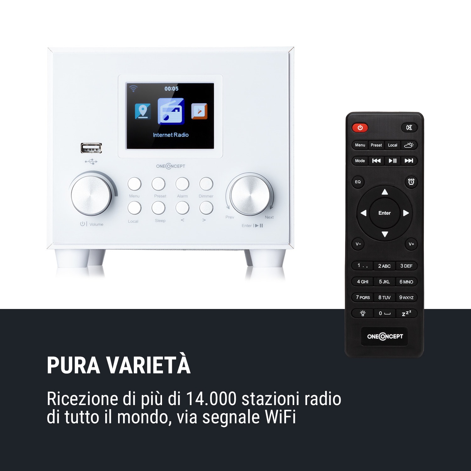Streamo Cube Web Radio 3W & 5W RMS Wi-Fi BT bianco Bianco