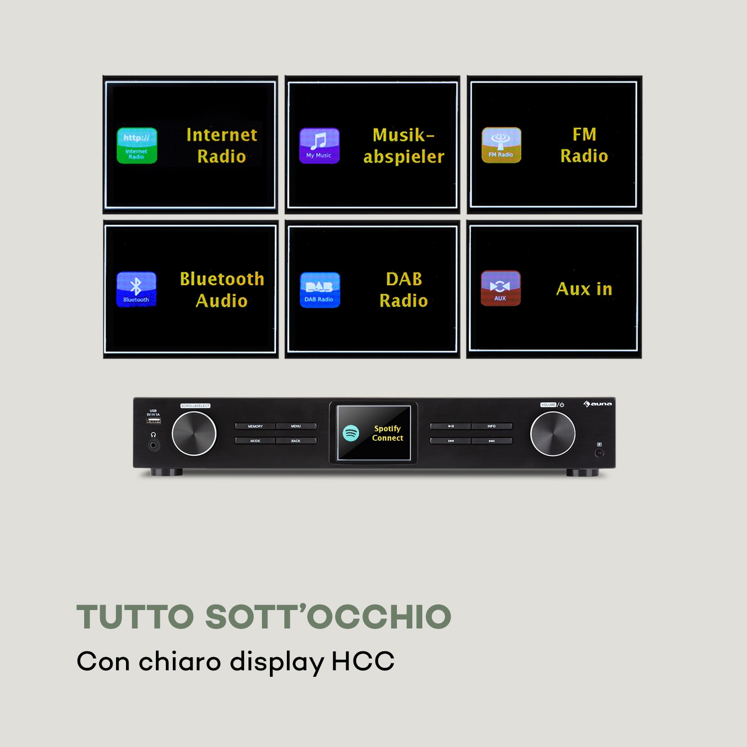 iTuner 320 BT HiFi-Tuner Digitale Spotify Connect BT App-Control nero 