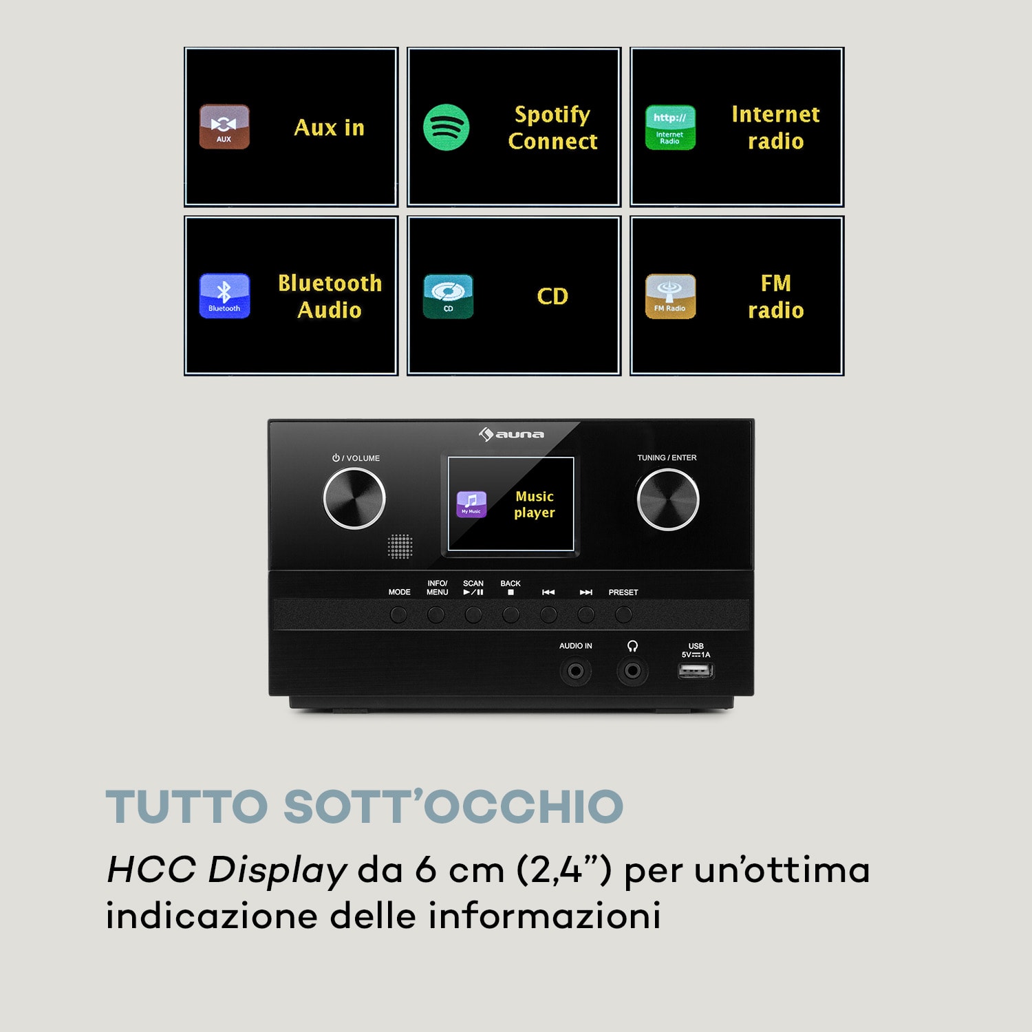 Connect System S impianto stereo + altoparlante 20Wmax internet/DAB+ nero 