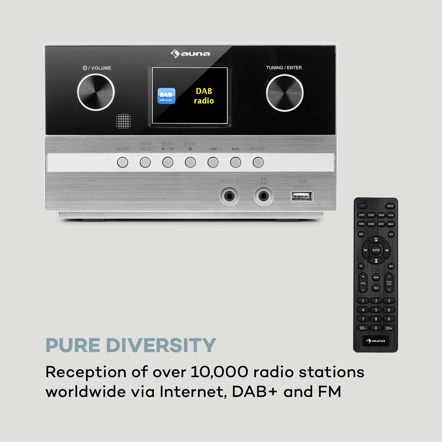 Connect System S, wieża stereo + głośnik, 20 W, internet/DAB+, kolor srebrny