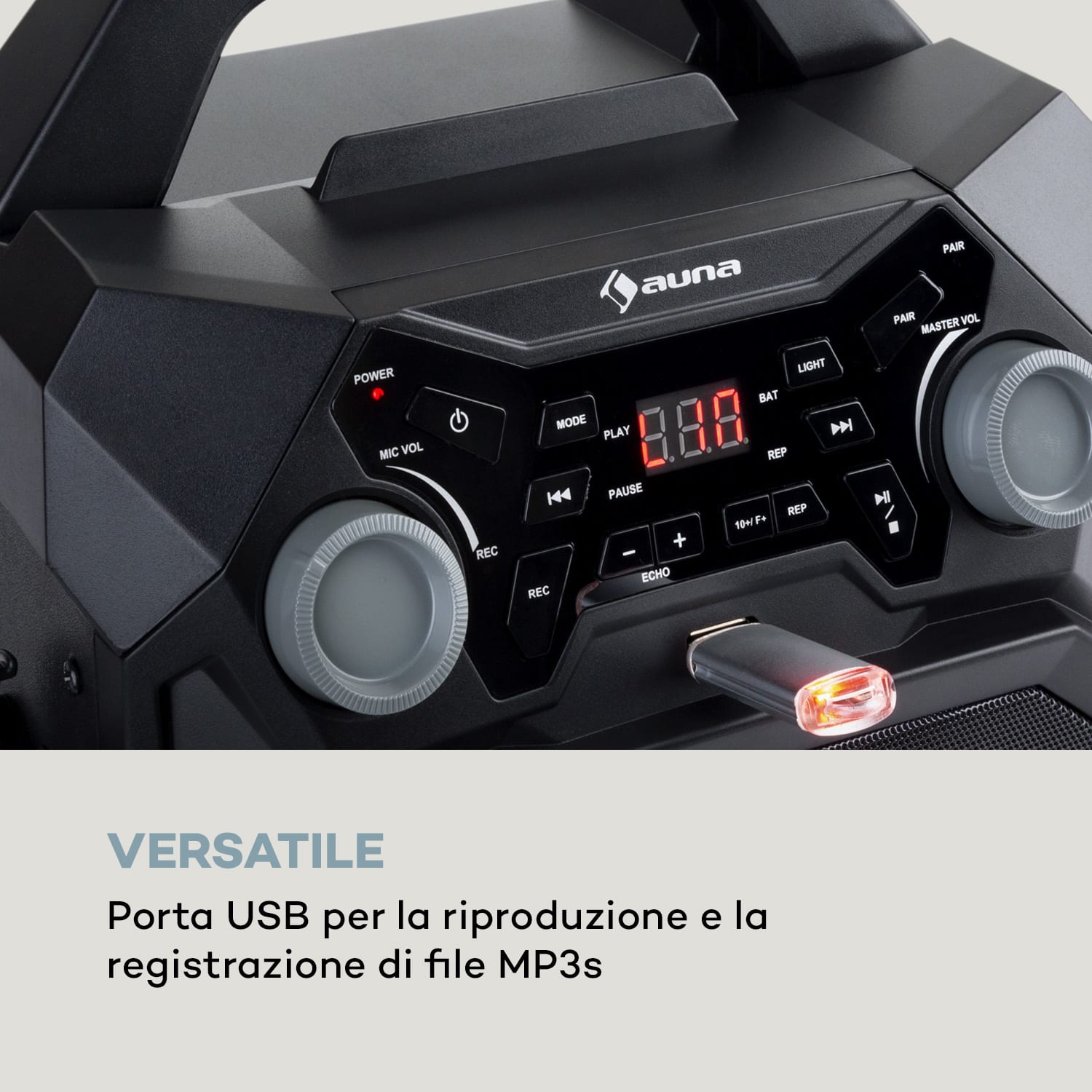 Rockstar LightShow Impianto Karaoke BT USB Line-In/Out 2 x 6,3mm nero 