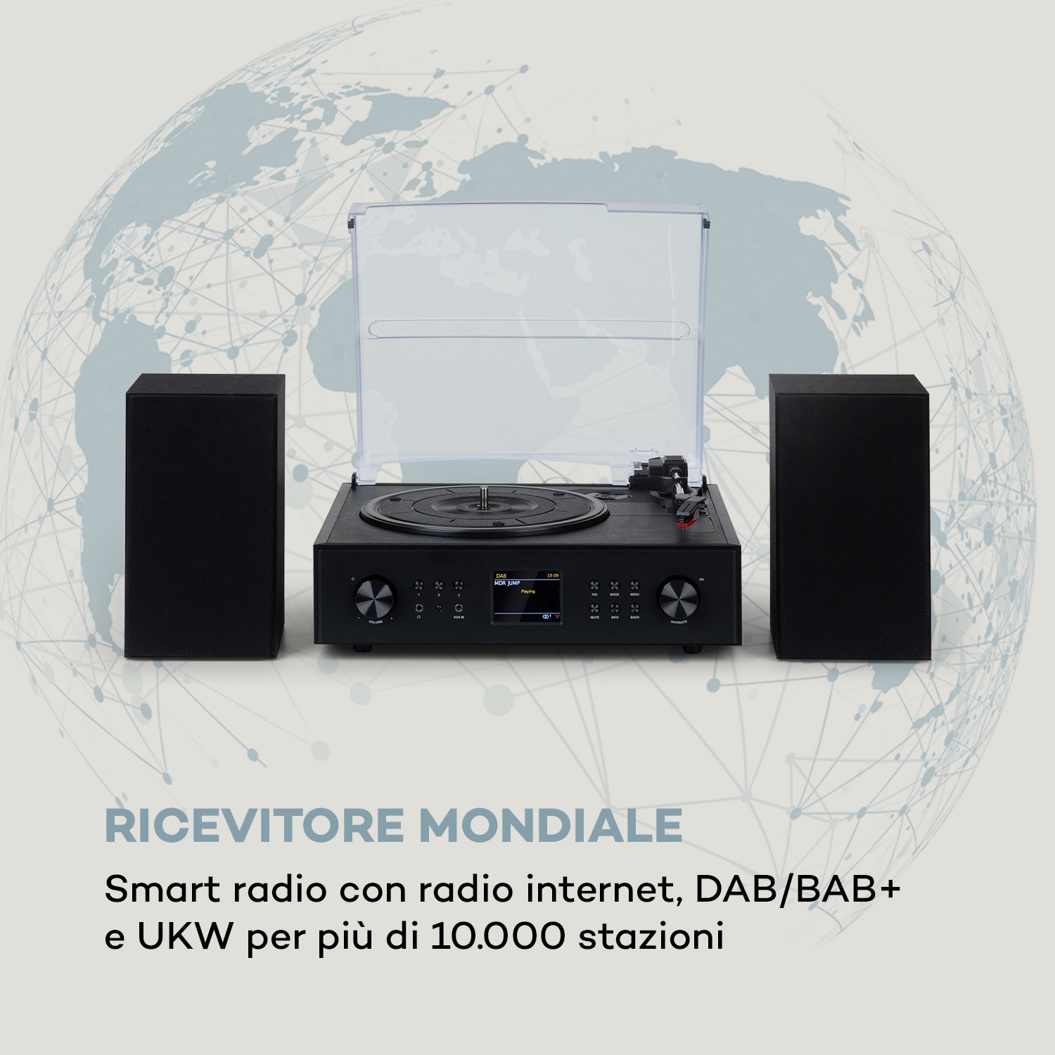 Connect Vinyl smart radio giradischi 2 altoparlanti 20Wmax internet/DAB+