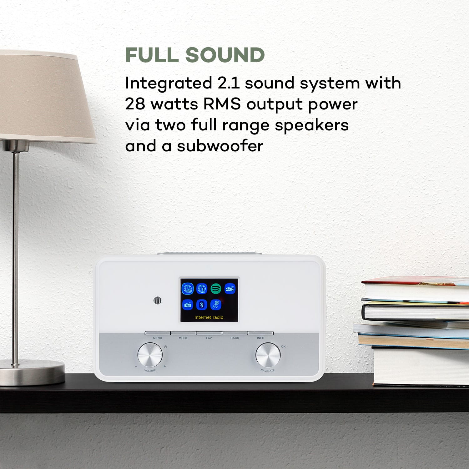 Connect 150 SE, 2.1 internetové rádio, DAB/DAB+/PLL-FM, BT, 2,8" TFT displej, biele 