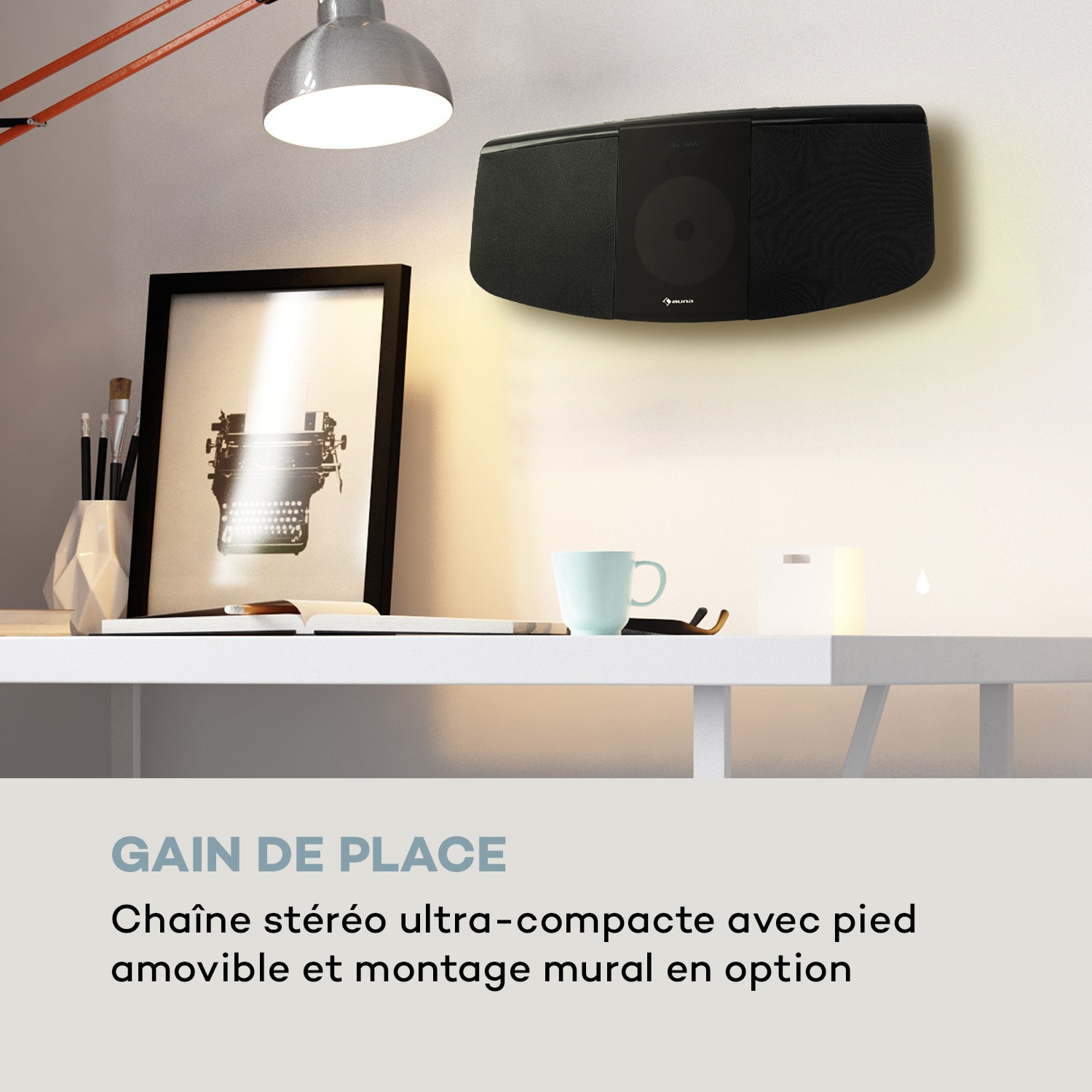 BlackMask Chaîne HiFi stéréo verticale CD tuner FM  DAB+ Bluetooth Noire 