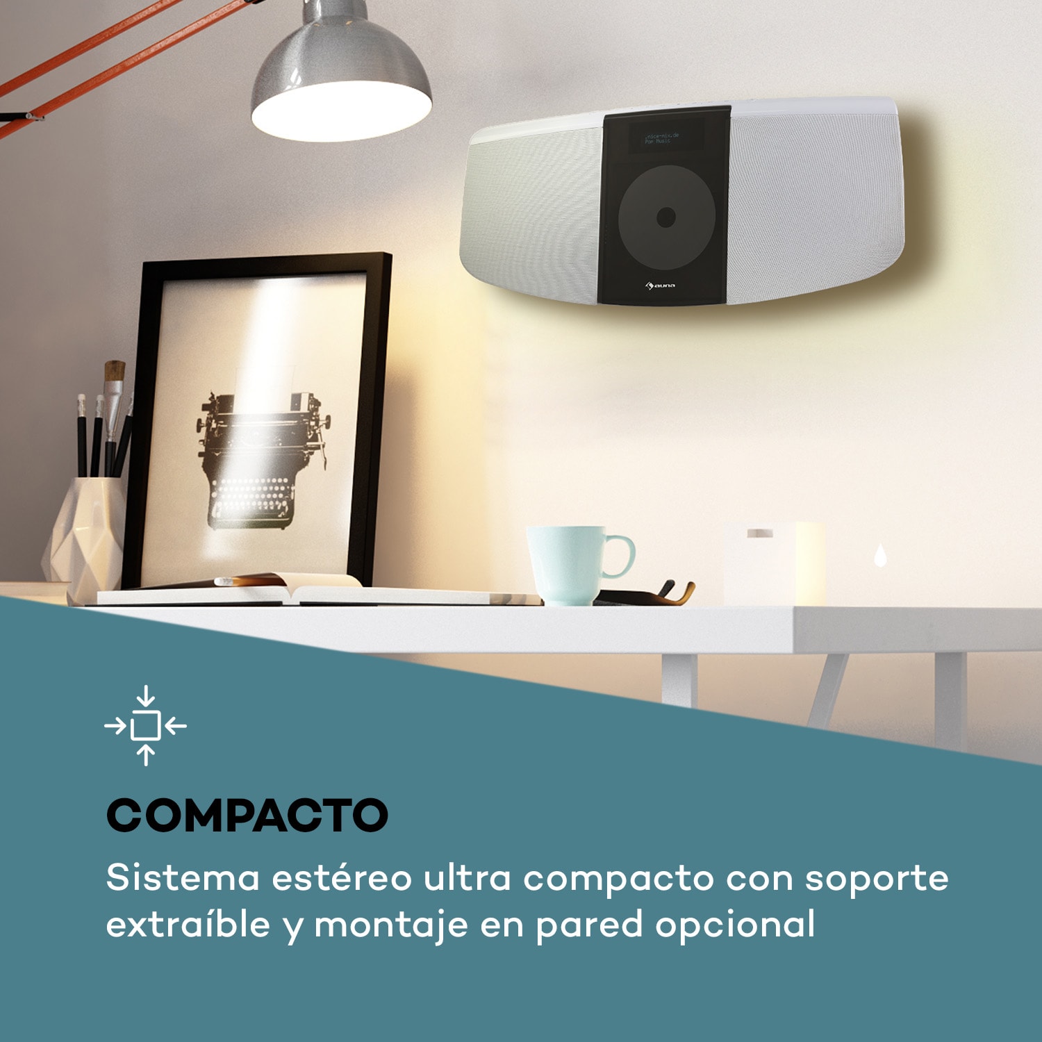 BlackMask sistema de sonido vertical  CD FM und DAB+ radio BT blanco 