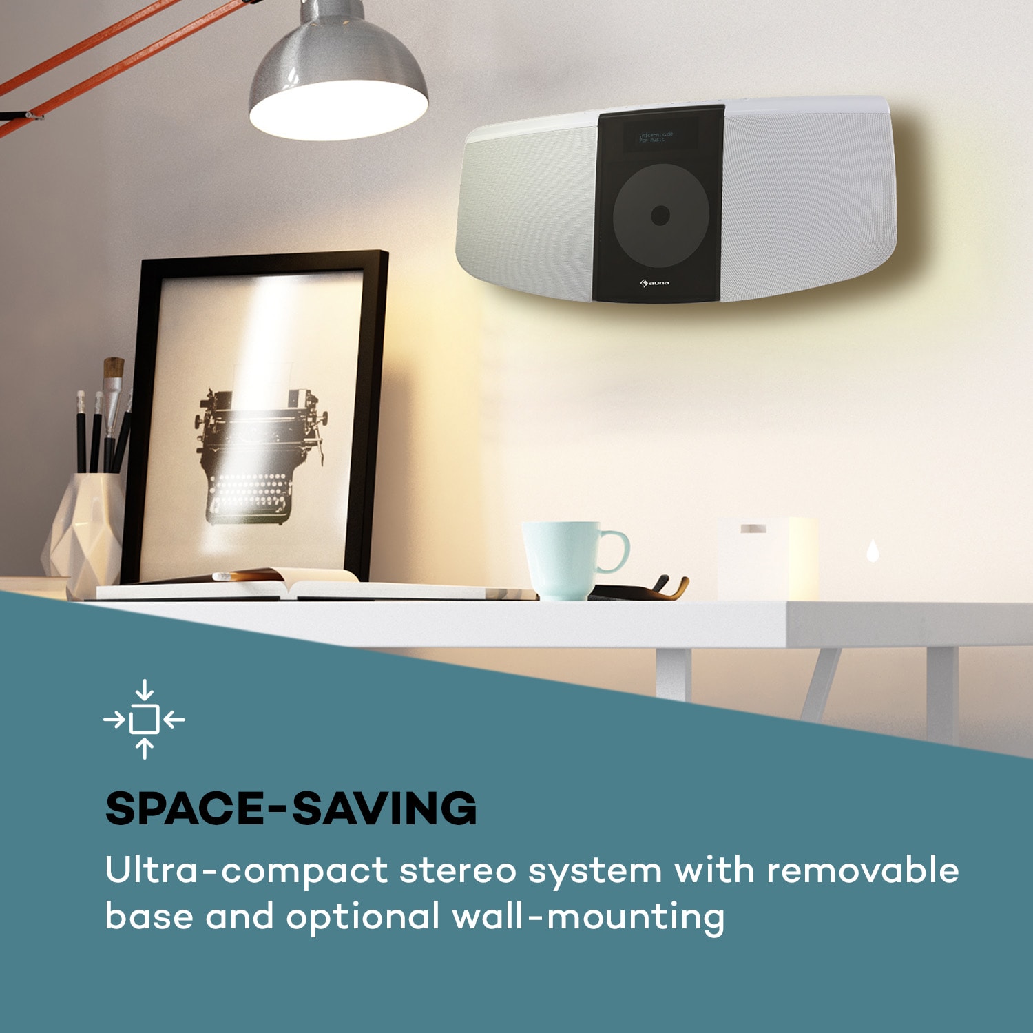 BlackMask, vertikalni stereo uređaj, CD, FM a DAB+ tuner, BT, bijeli 