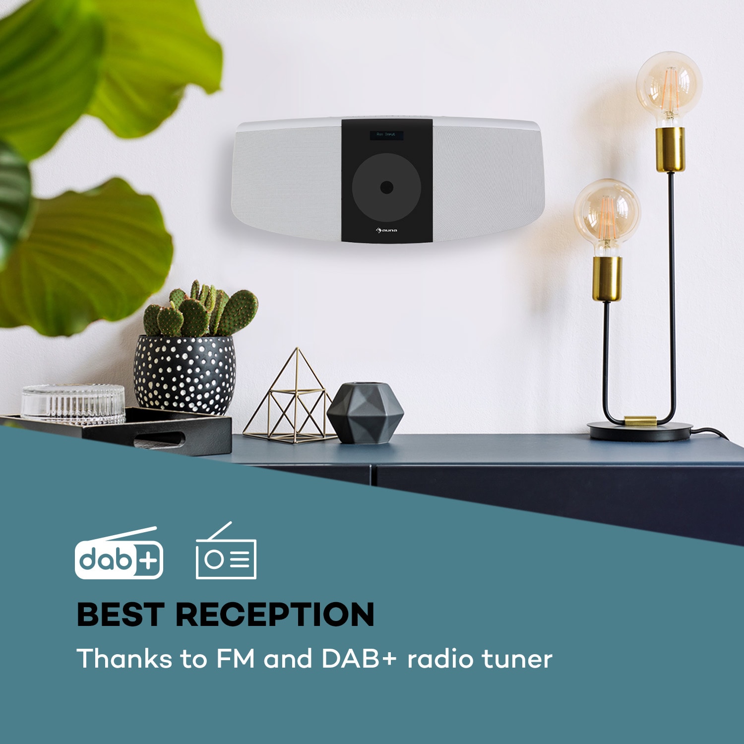 BlackMask, vertikalni stereo uređaj, CD, FM a DAB+ tuner, BT, bijeli 