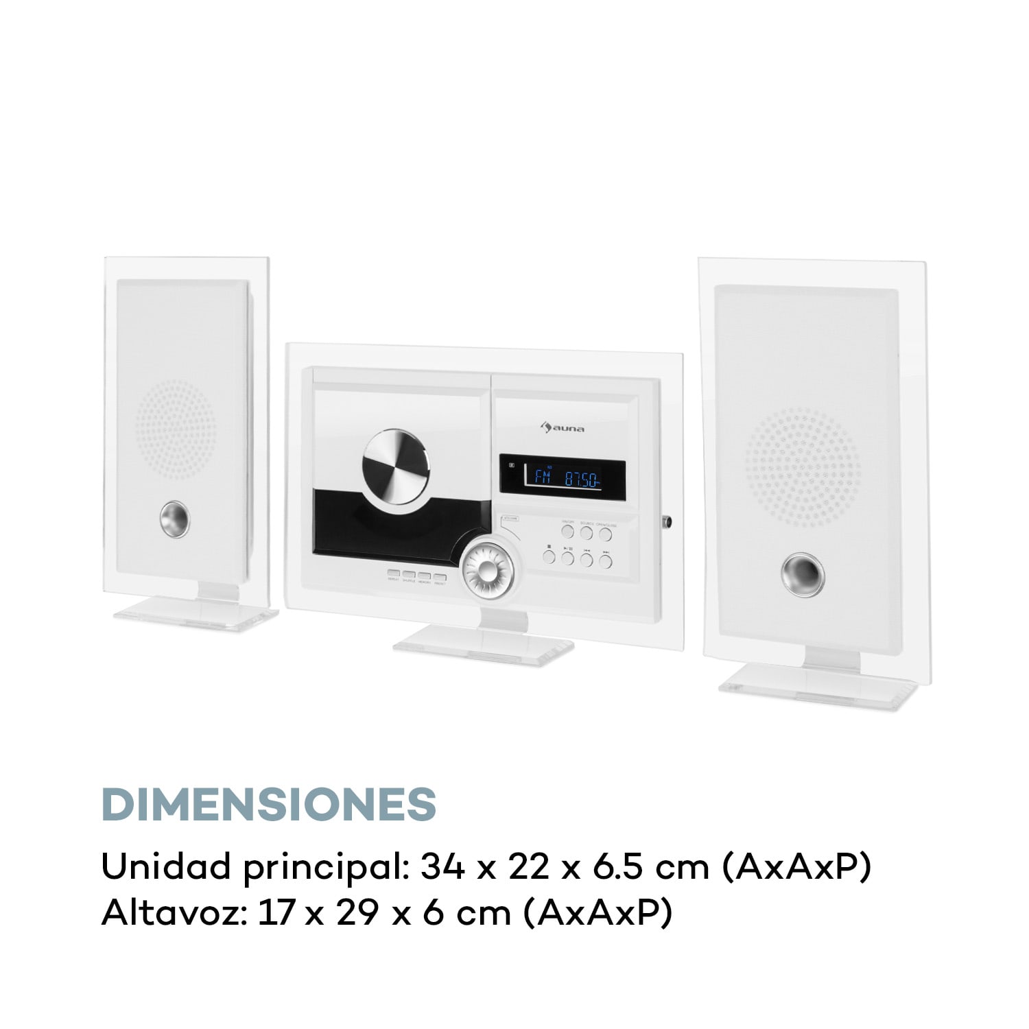 Stereo Sonic DAB+ Equipo estéreo, DAB+, Reproductor de CD, USB, BT, Blanco 