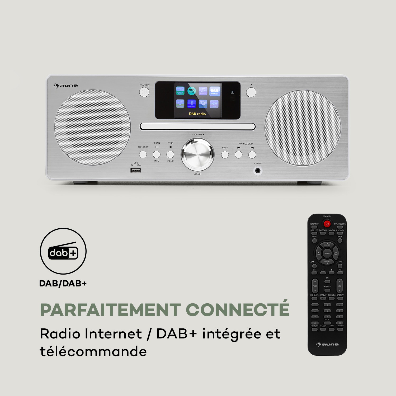 Harvard chaîne compacte radio Internet/DAB+ et FM lecteur CD Bluetooth blanche