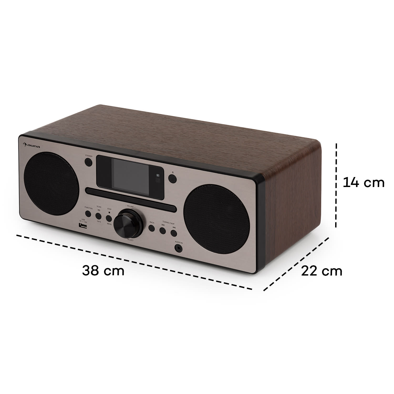 Harvard, system kompaktowy, Internet/DAB+ i radio UKF-FM, odtwarzacz CD, Bluetooth, orzech