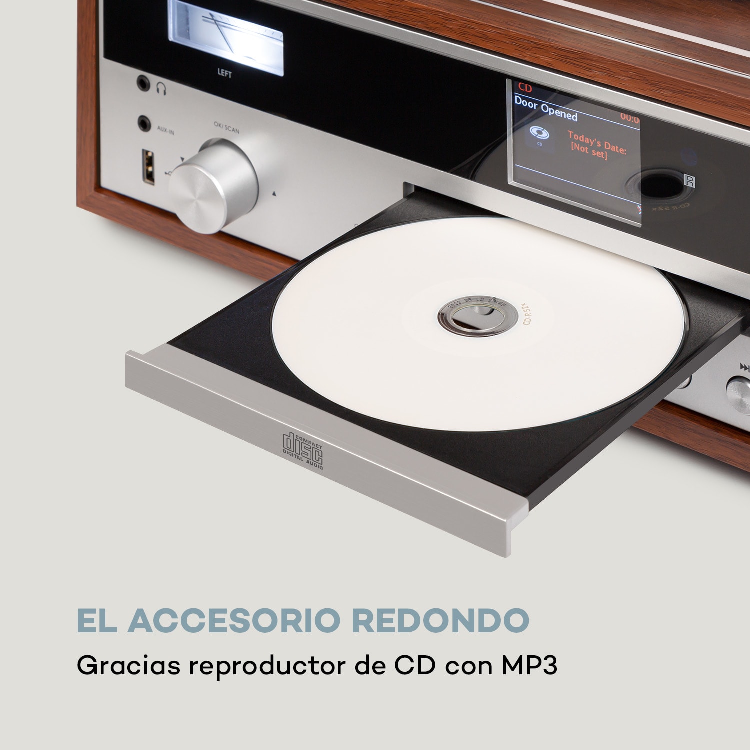 Birmingham Sistema estéreo HiFi DAB+/FM BT-Función Vinilo CD USB AUX-In madera 