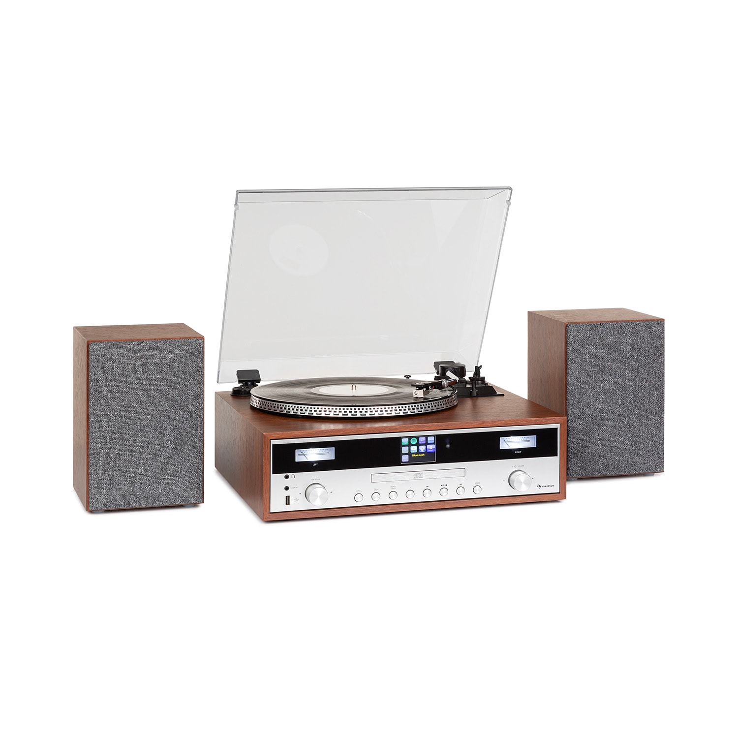 Birmingham HiFi stereo set DAB+/FM BT functie vinyl CD USB AUX-IN hout 