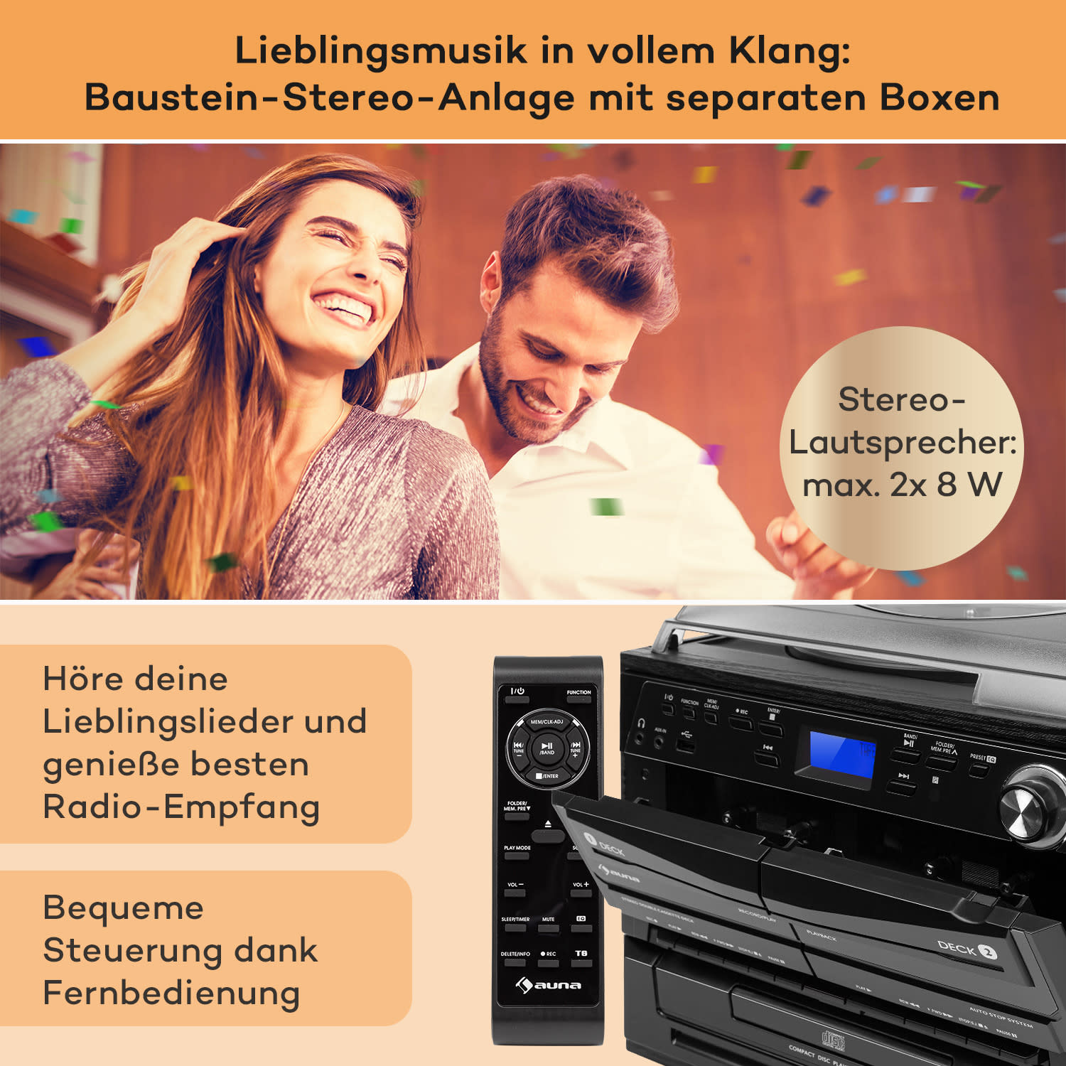 388-DAB+ Stereoanlage 20W max. Vinyl CD Kassette BT FM/DAB+ USB 