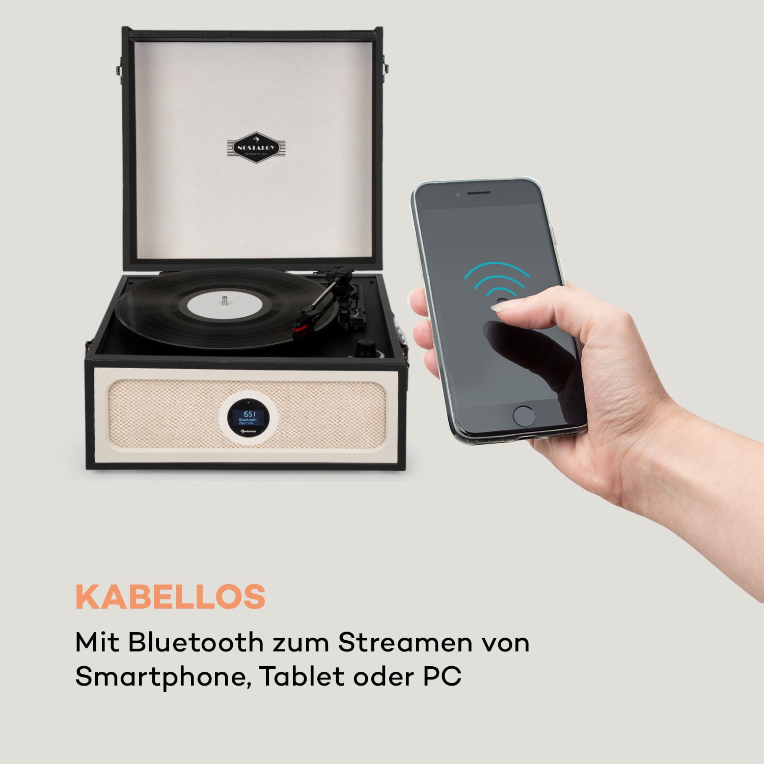 Sarah Ann DAB Plattenspieler 33/45/78 rpm DAB+/UKW-Radio Bluetooth 