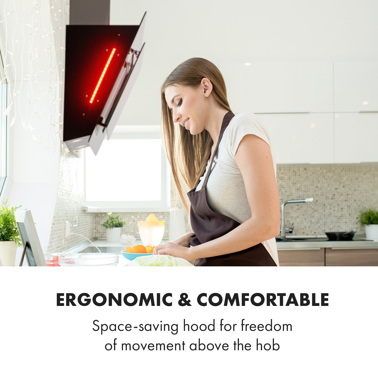 Helena 60, digestor, 60 cm, nástanný, 595 m³/h, LED displej, čierny 