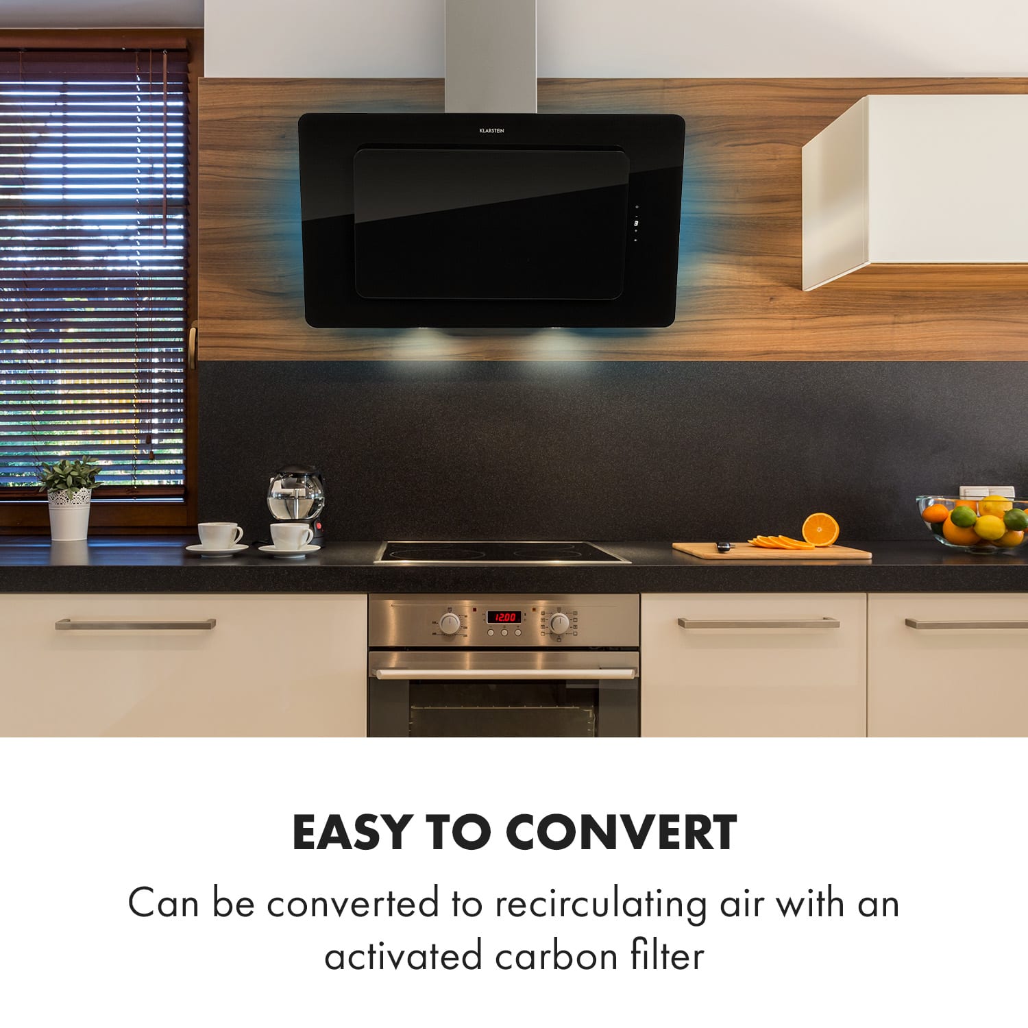 Helena 90, digestor, 90 cm, nástanný, 595 m³/h, LED displej, čierny 