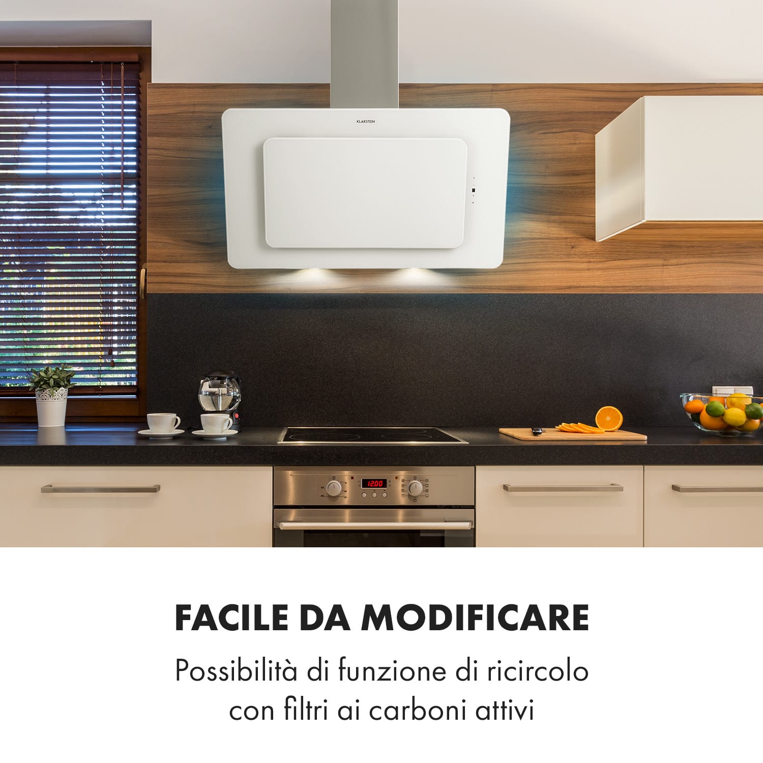 Helena 90 Cappa Aspirante 595 m³/h Display LED bianco 90 cm | Bianco