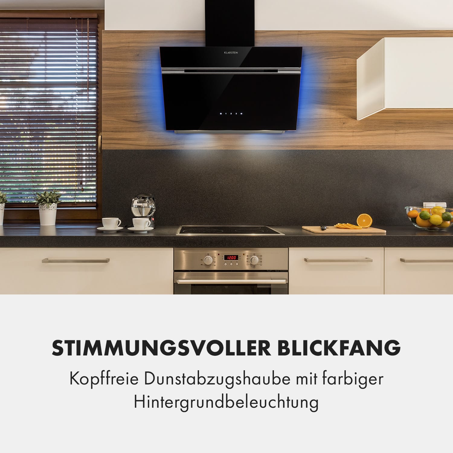Alina Dunstabzugshaube 60 cm 600 m³/h LED-Display Ambiente Glasfront 60 cm | Schwarz