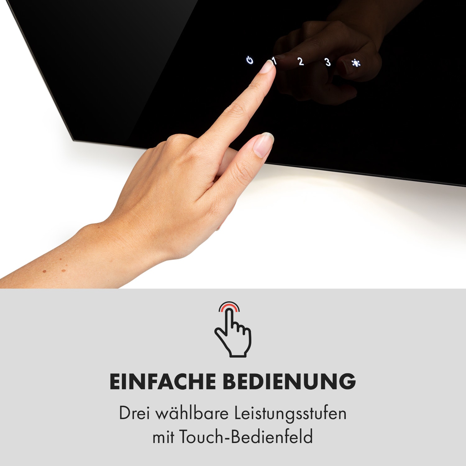 Alina Dunstabzugshaube 60 cm 600 m³/h LED-Display Ambiente Glasfront 60 cm | Schwarz