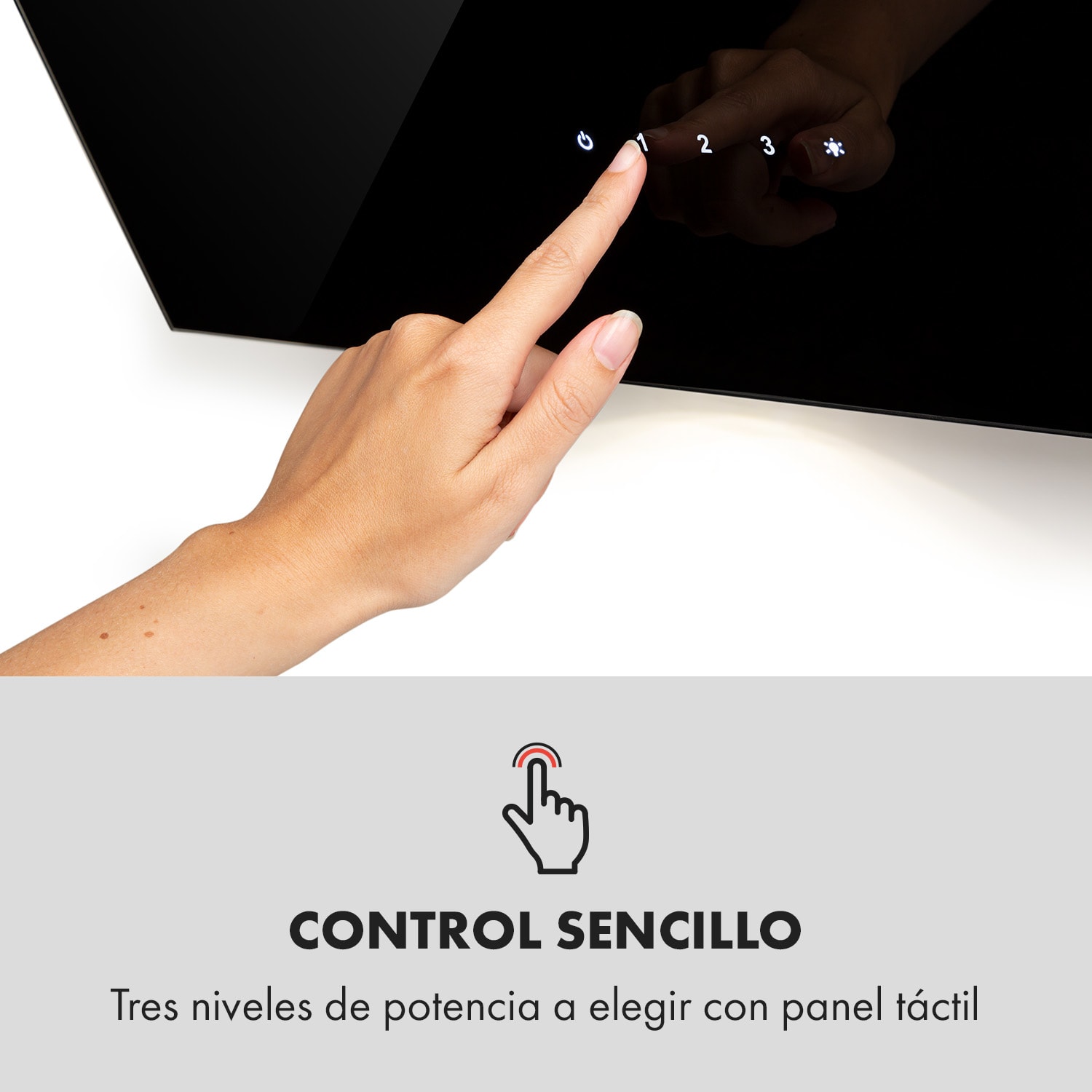 Alina Campana extractora de 60cm 600 m³/h Pantalla led Luz de ambiente Negra 