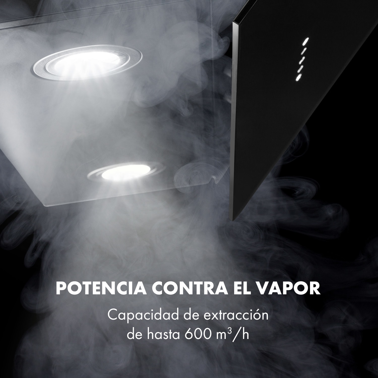 Alina Campana extractora de 60cm 600 m³/h Pantalla led Luz de ambiente Negra 