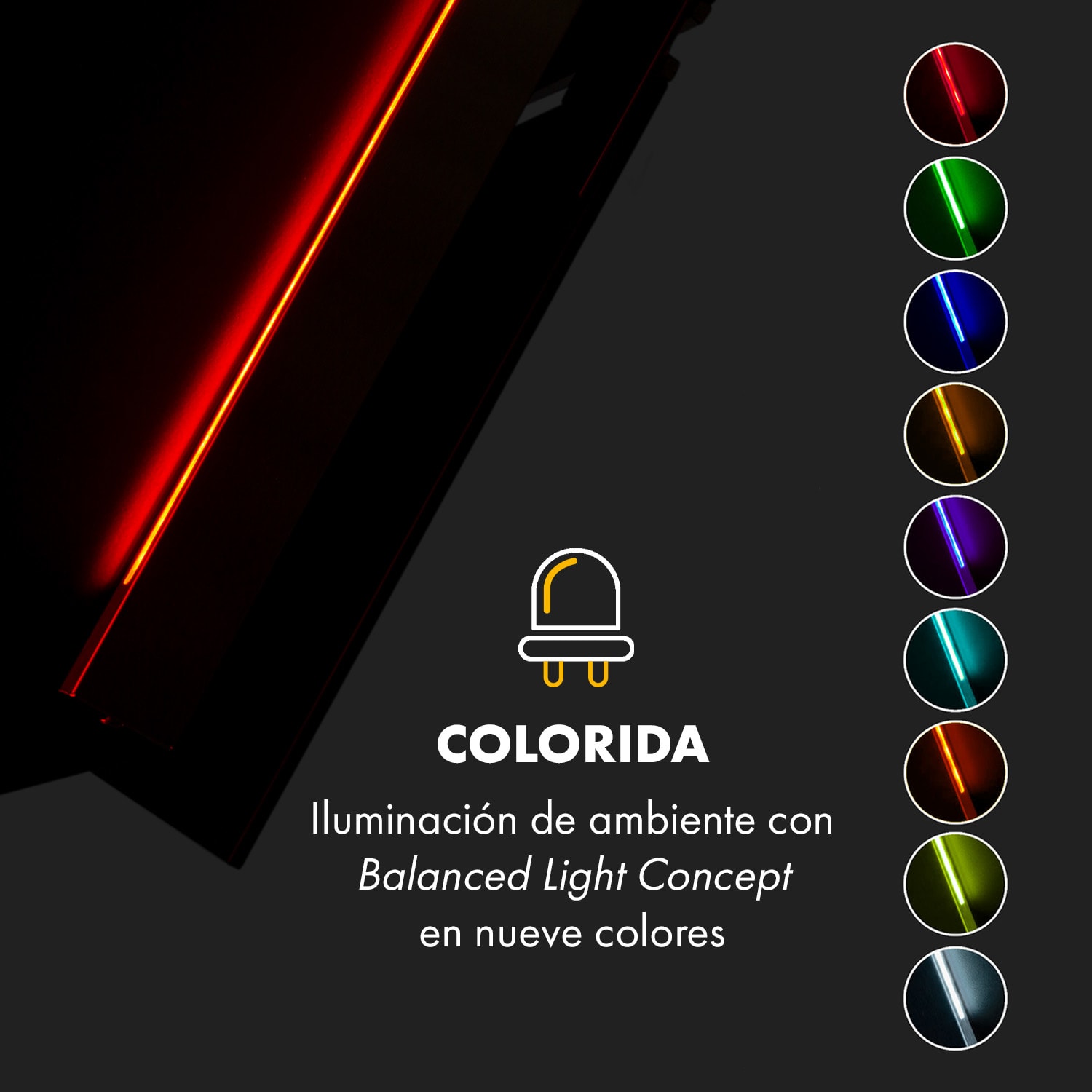 Alina Campana extractora de 60cm 600 m³/h Pantalla led Luz de ambiente Negra 