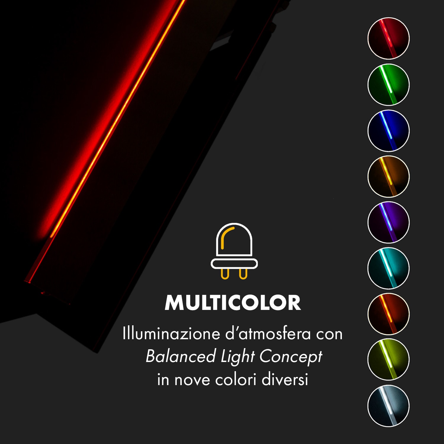 Alina Cappa Aspirante 60cm 600 m³/h Display LED Luce Ambiente nero 60 cm | Nero
