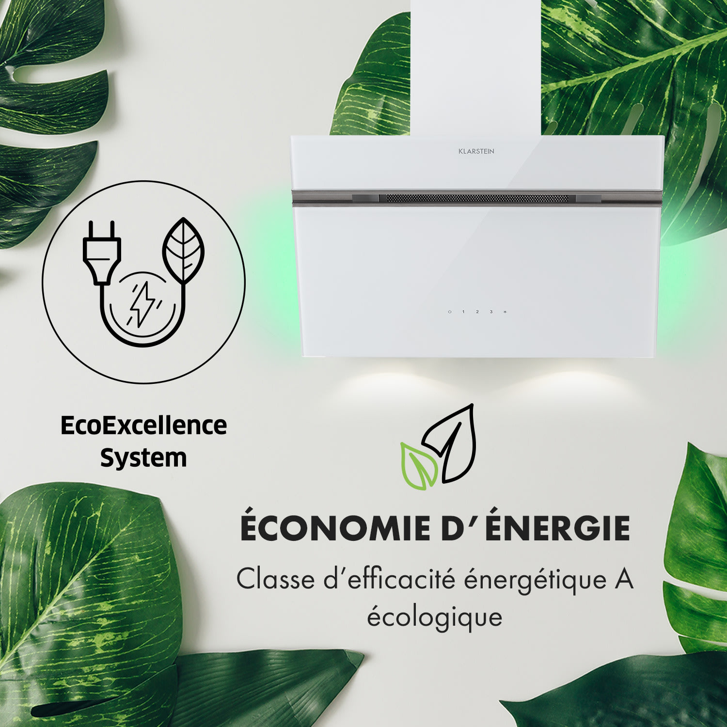 Alina 60 Hotte aspirante 60cm 600 m³/h classe A  design verre blanc 