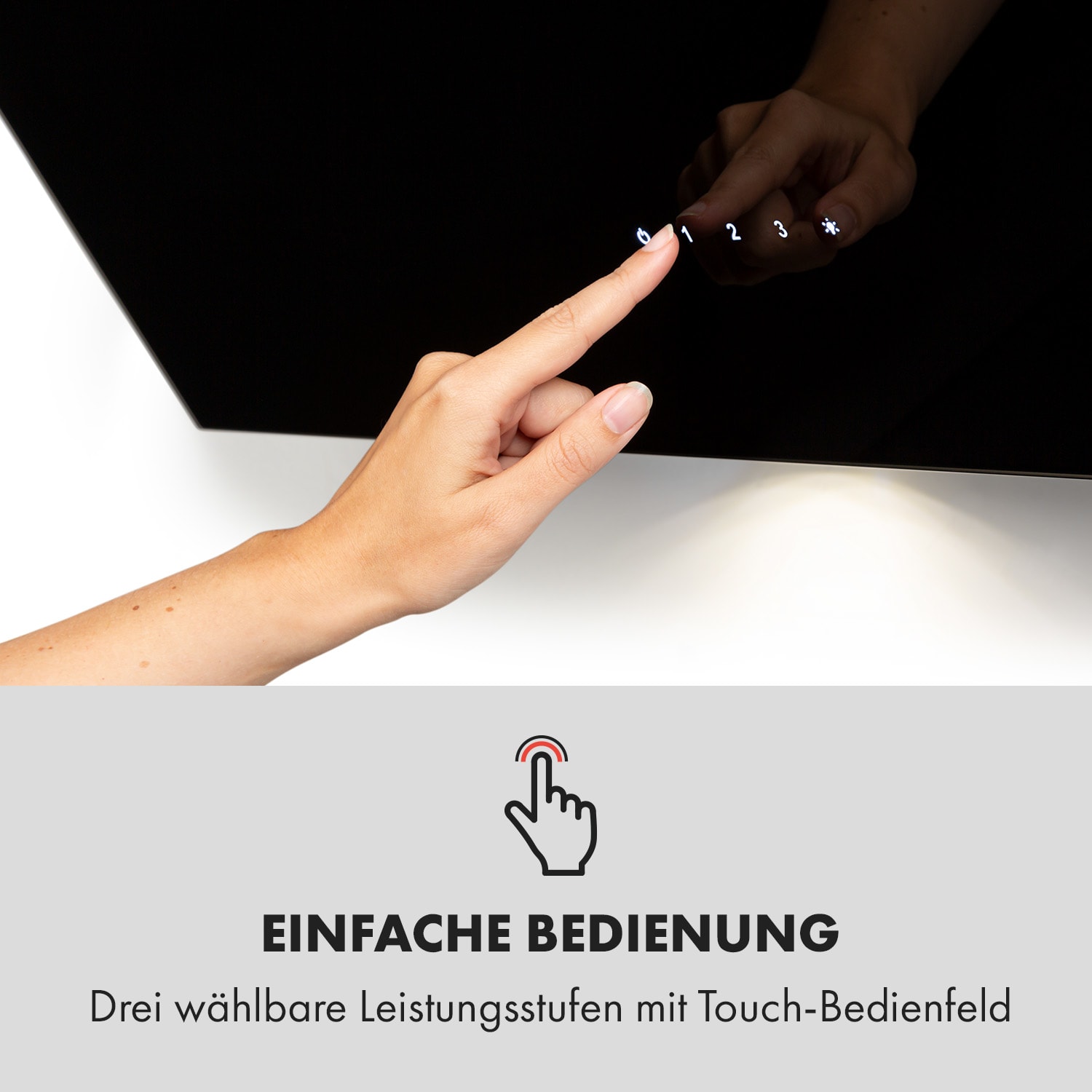 Alina Dunstabzugshaube 90cm 600 m³/h LED-Display Ambientelicht schwarz 90 cm | Schwarz