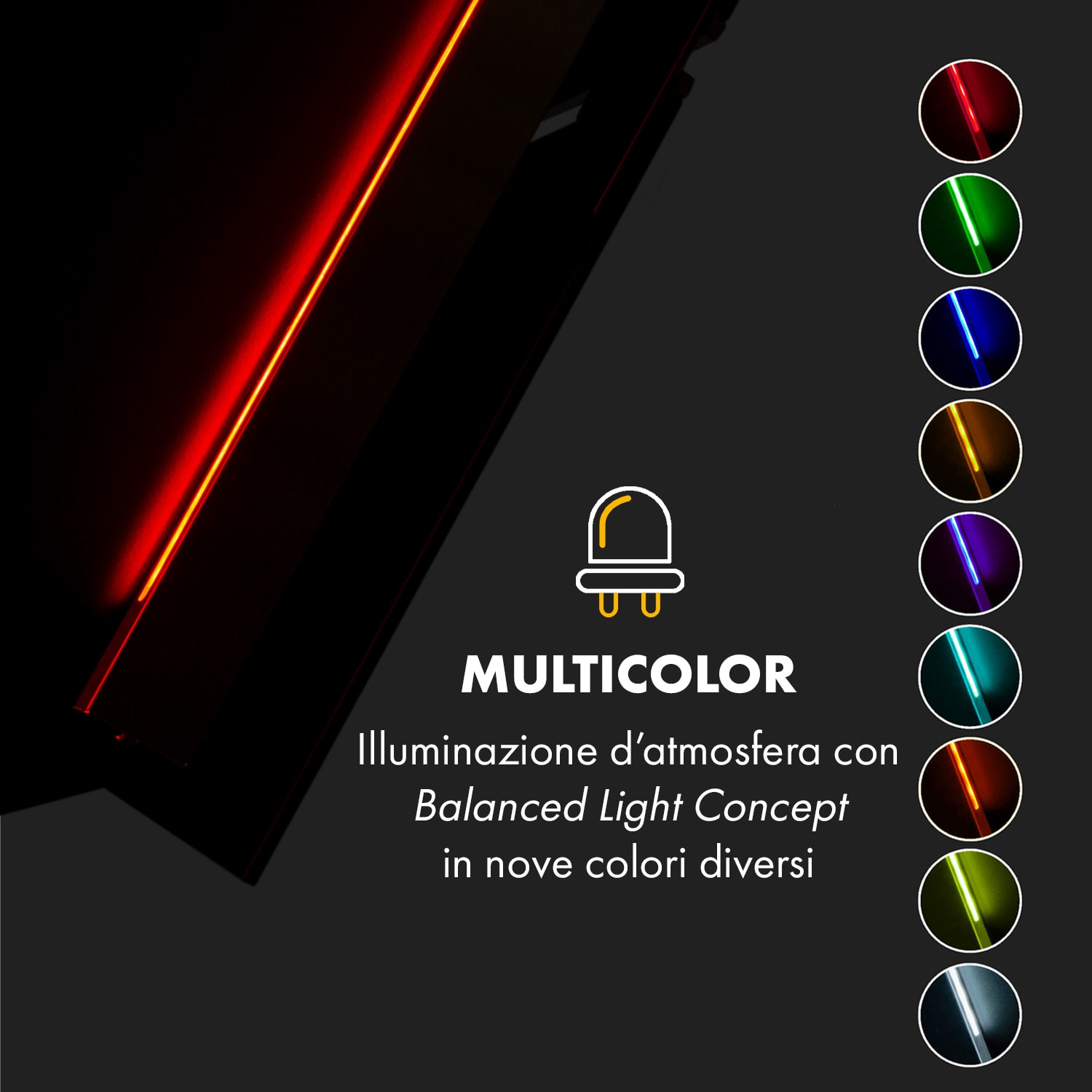 Alina Cappa Aspirante 90cm 600 m³/h Display LED Luce Ambiente nero 90 cm | Nero