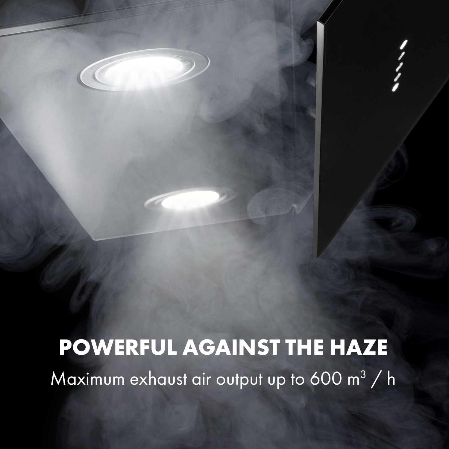 Alina, hotă, 90 cm, 600 m³ / h, display LED, lumină, neagră 90 cm | Negru