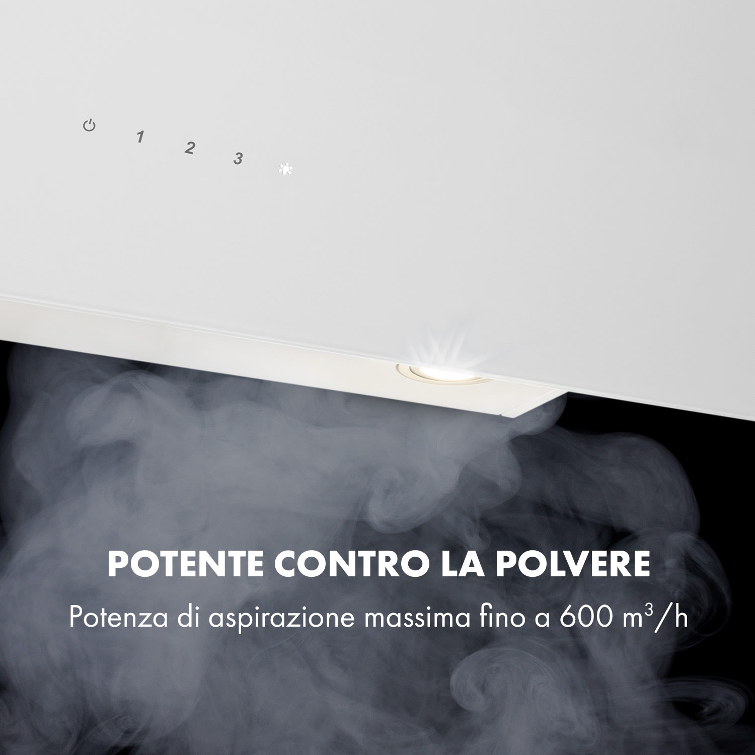 Alina cappa aspirante 90 cm 600 m³/h luce ambiente frontale di vetro bianco 90 cm | Bianco