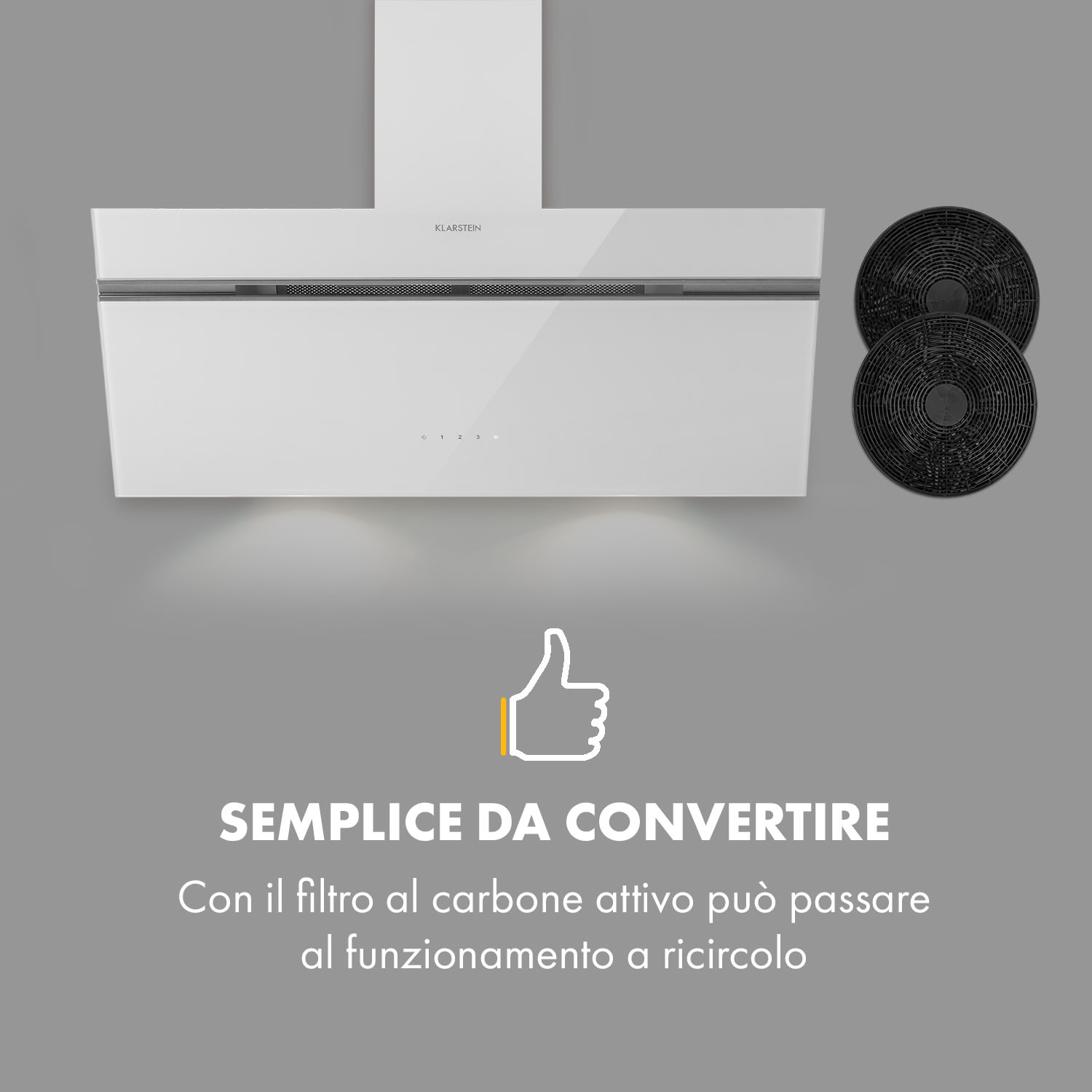 Alina cappa aspirante 90 cm 600 m³/h luce ambiente frontale di vetro bianco 90 cm | Bianco