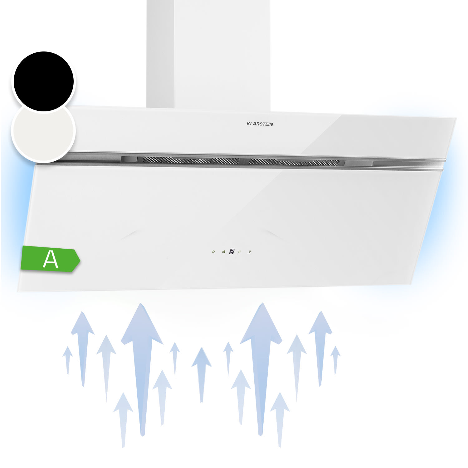 Alina, kuhinjska napa, 90 cm, 600 m³/h, svjetlo, stakleni prednji panel, bijela 