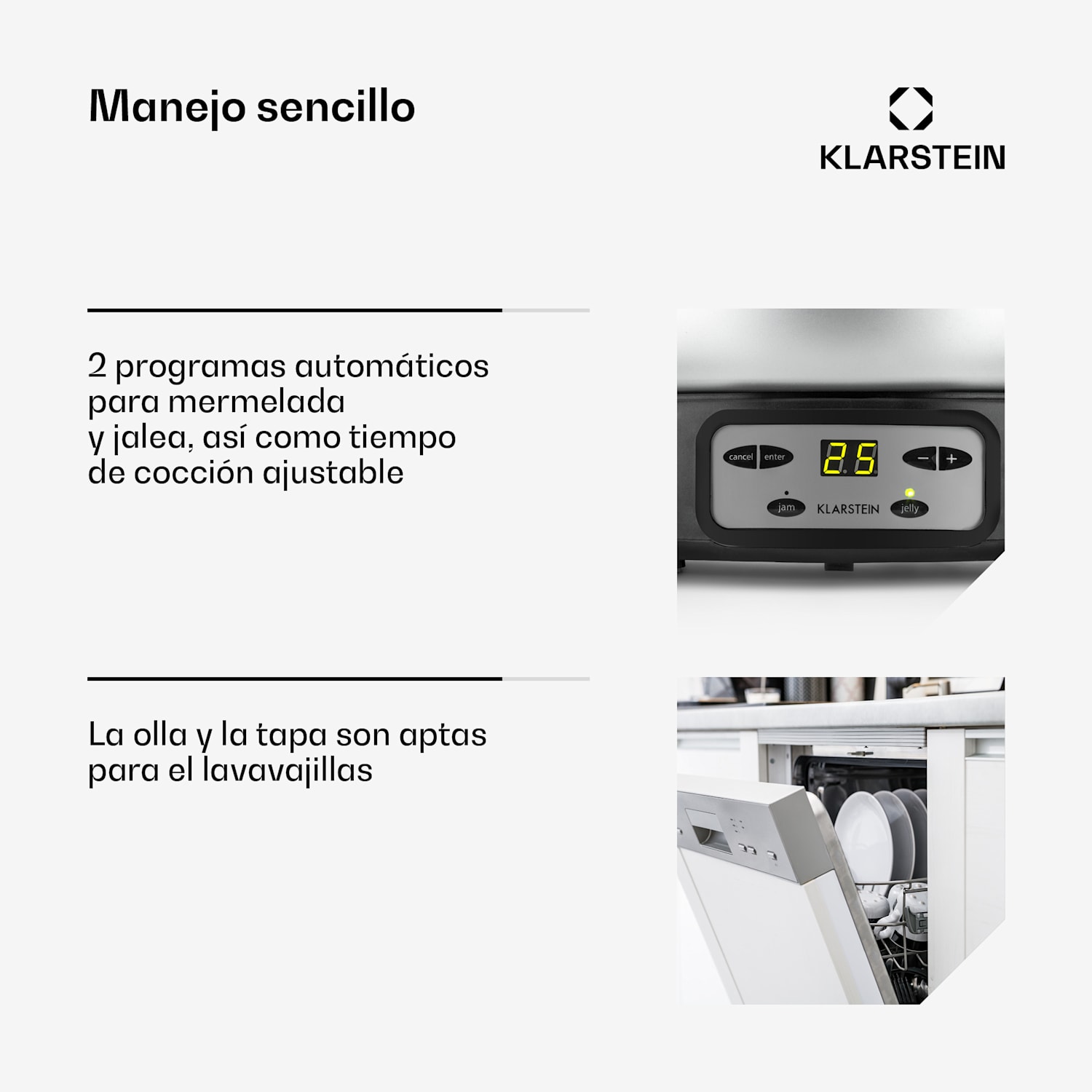 Jam Session cocedor de mermelada y gelatina 1000W 2 programas automáticos 