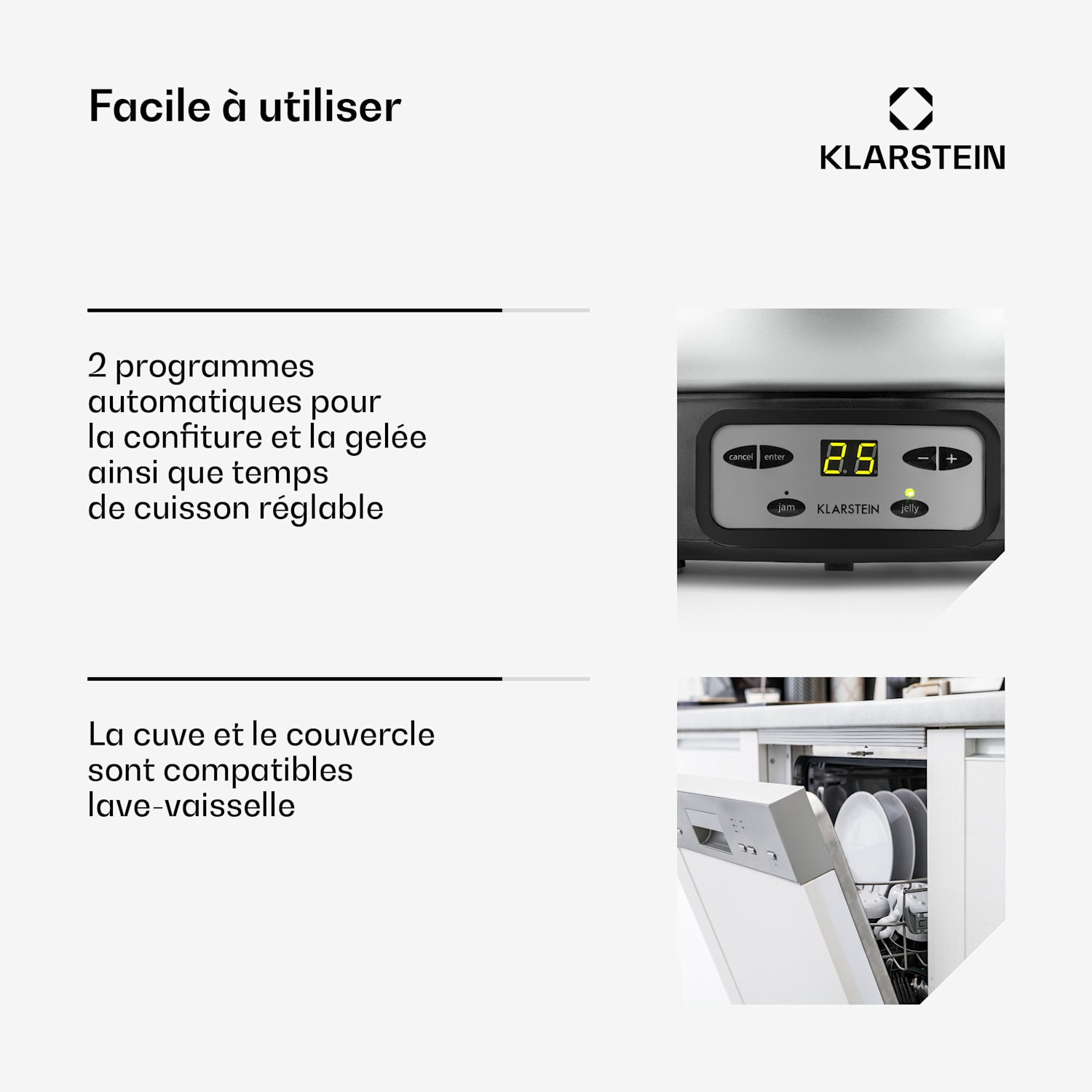 Jam Session kookketel voor jam en gelei 1000W 2 automatische programma's 