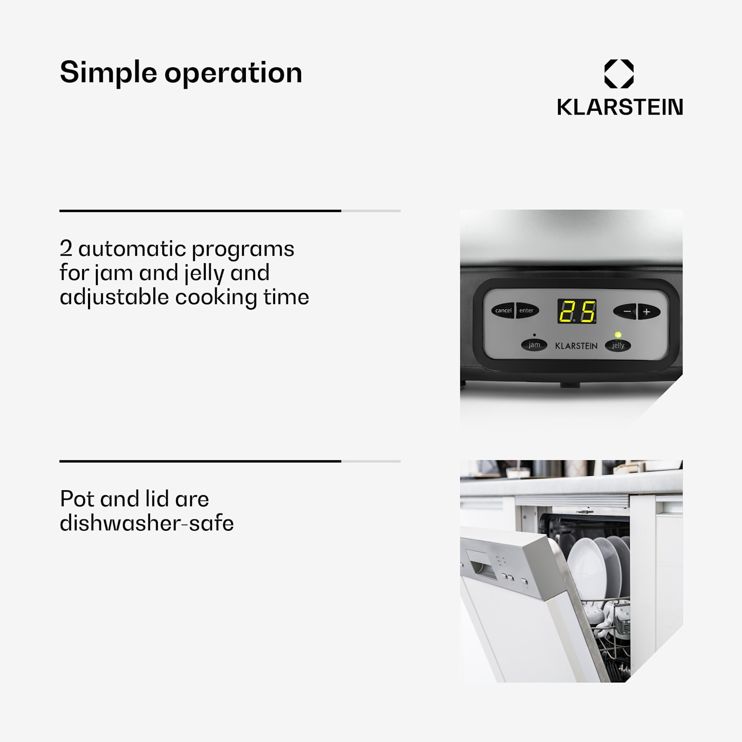 Jam Session -marmeladi- ja hyytelökeitin 1000 W 2 automaattista ohjelmaa 