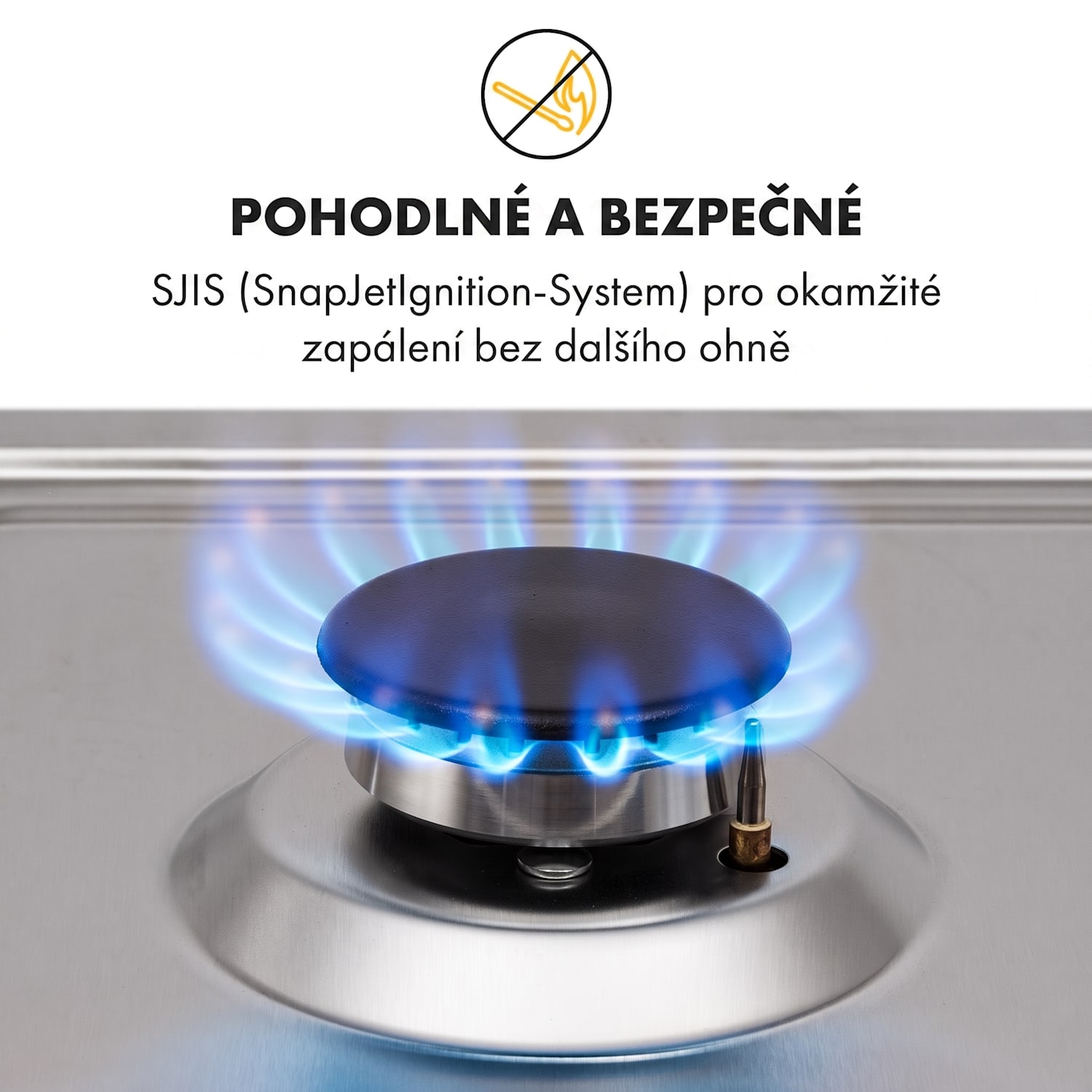 Ignito 4 Zonen, plynová varná deska, 4 hořáky Sabaf, nerezová ocel, stříbrná 60 cm | Stříbrná