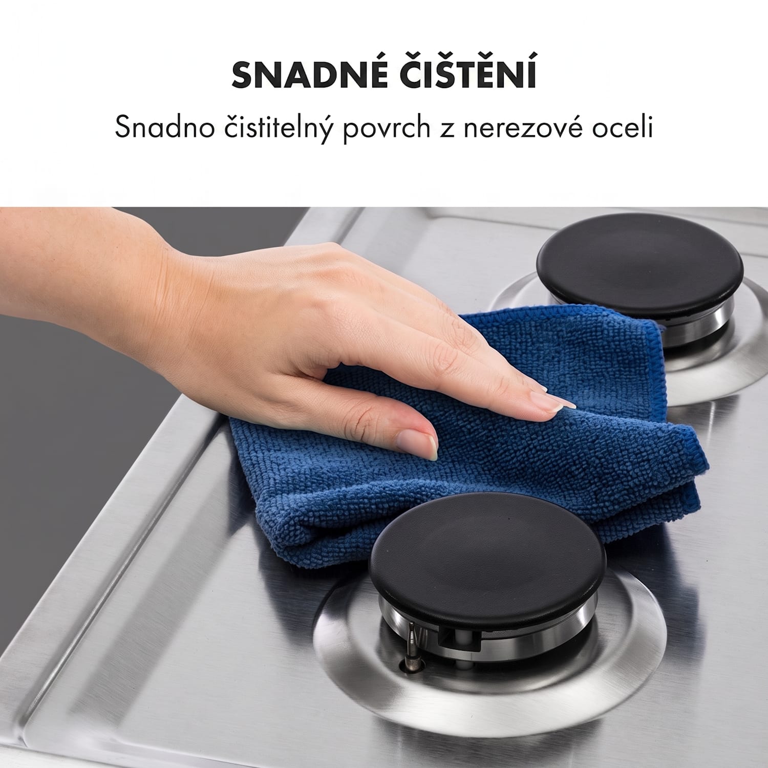 Ignito 4 Zonen, plynová varná deska, 4 hořáky Sabaf, nerezová ocel, stříbrná 60 cm | Stříbrná