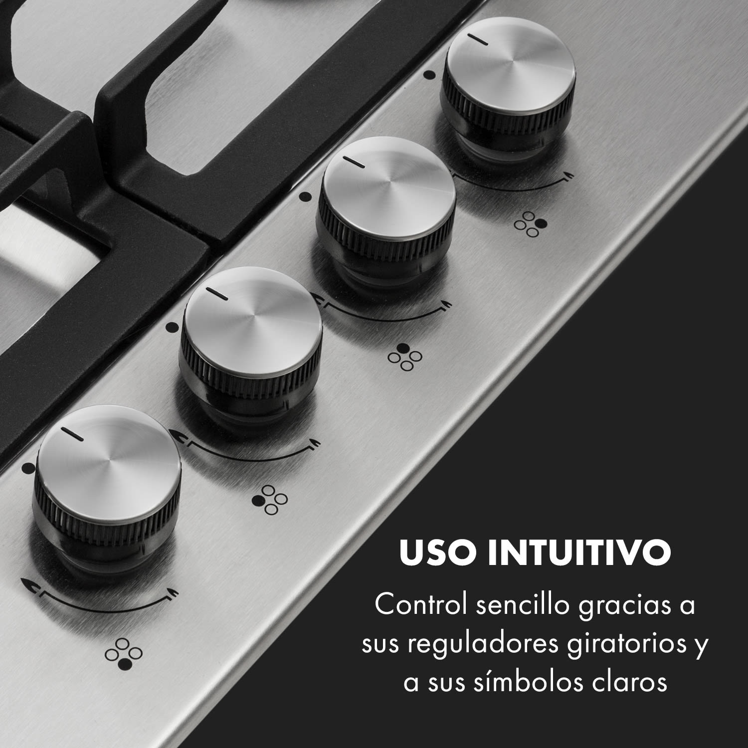 Ignito cocina a gas con 4 zonas 4 quemadores acero inoxidable plateada 60 cm | Plata