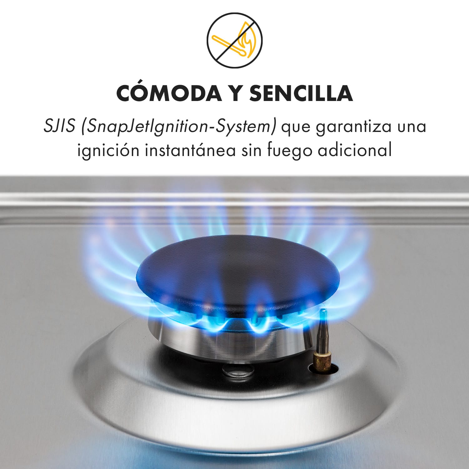 Ignito cocina a gas con 4 zonas 4 quemadores acero inoxidable plateada 60 cm | Plata