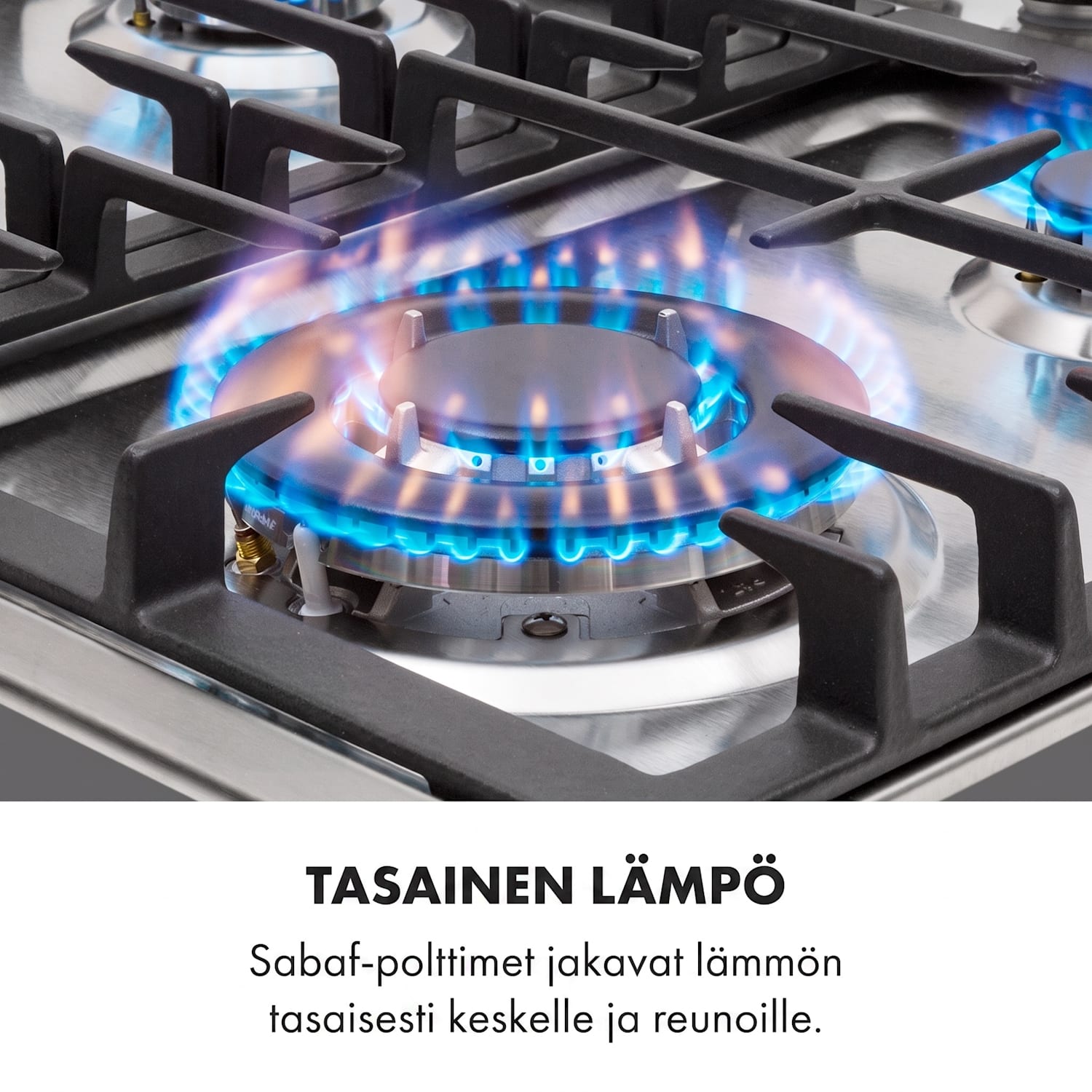 Ignito 4 alueen kaasuliesi 4-liekkinen Sabaf-poltin ruostumatonta terästä hopeanvärinen 60 cm | Hopea