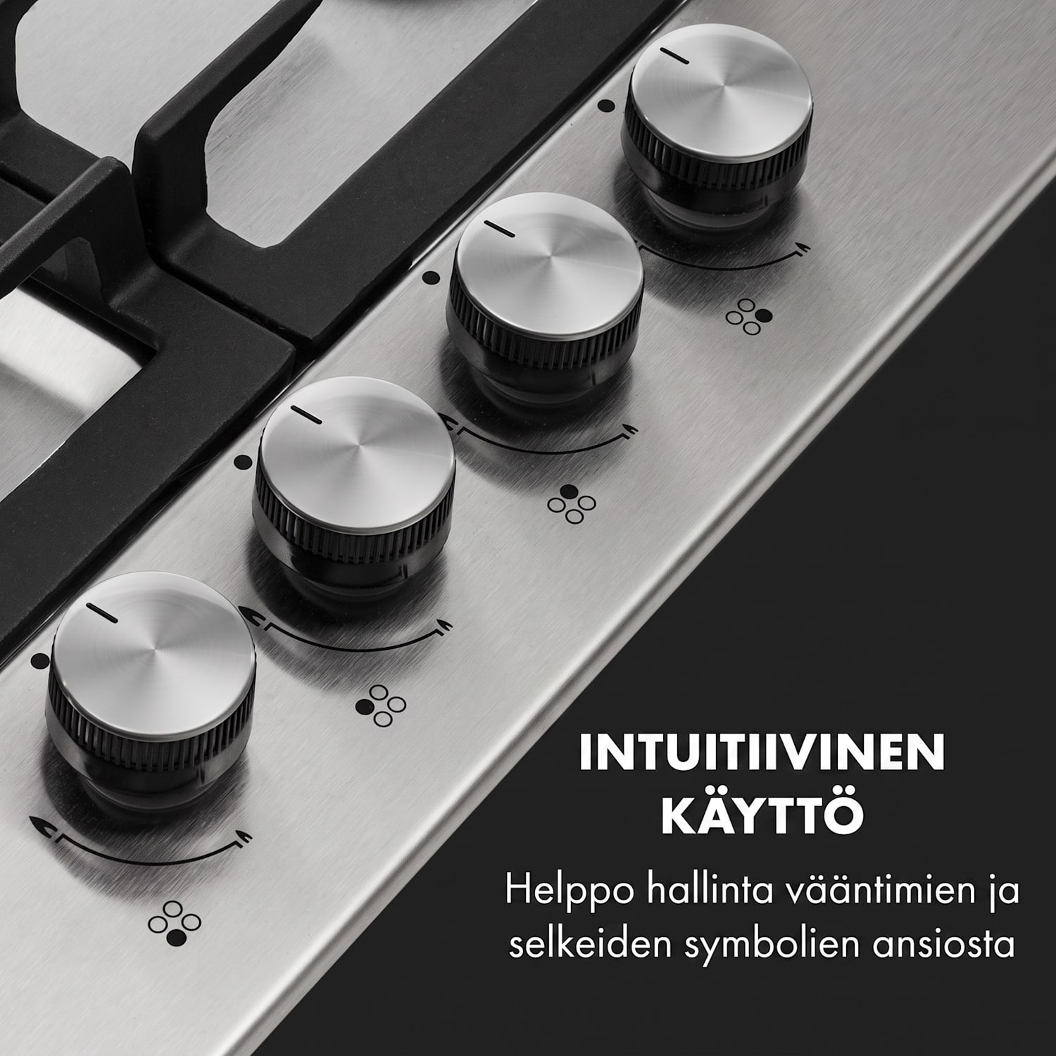 Ignito 4 alueen kaasuliesi 4-liekkinen Sabaf-poltin ruostumatonta terästä hopeanvärinen 60 cm | Hopea