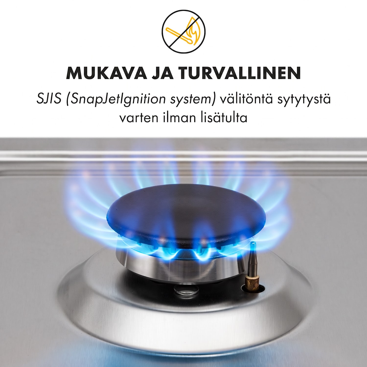Ignito 4 alueen kaasuliesi 4-liekkinen Sabaf-poltin ruostumatonta terästä hopeanvärinen 60 cm | Hopea